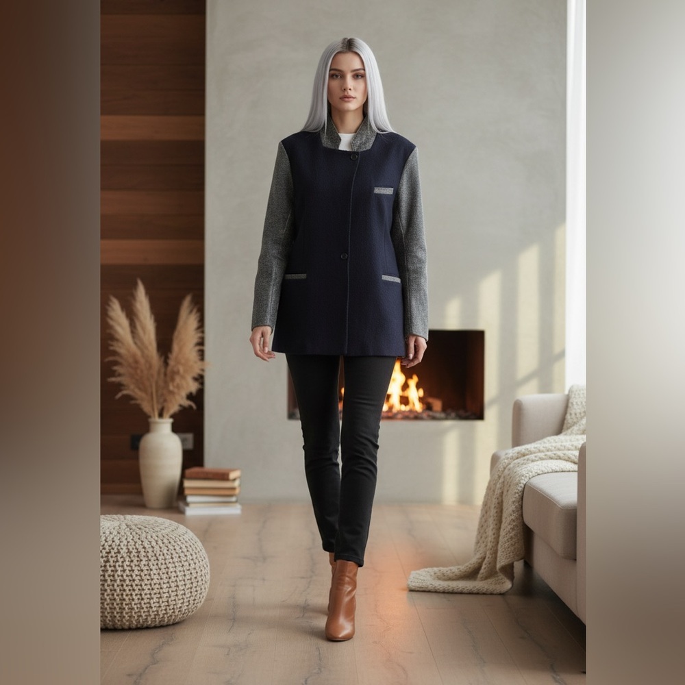 House of Dagmar Women's Lamb Leather and Wool Jacket